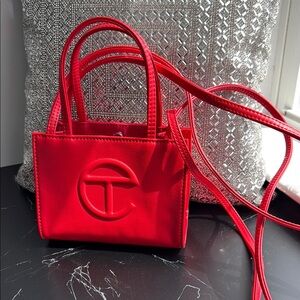 Telfar Red Mini Bag with Logo and Strap